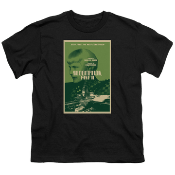 Black youth t-shirt for ages 8 to 12 with Star Trek The Next Generation Tng Season 5 Episode 1 graphic