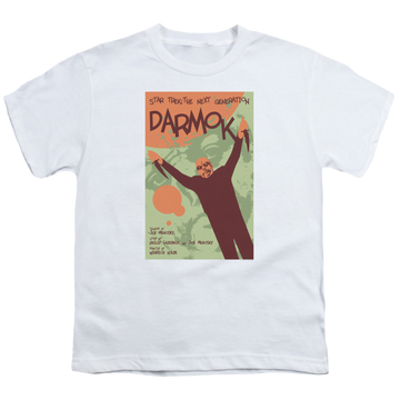 White youth t-shirt for ages 8 to 12 with Star Trek The Next Generation Tng Season 5 Episode 2 graphic