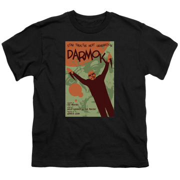 Black youth t-shirt for ages 8 to 12 with Star Trek The Next Generation Tng Season 5 Episode 2 graphic