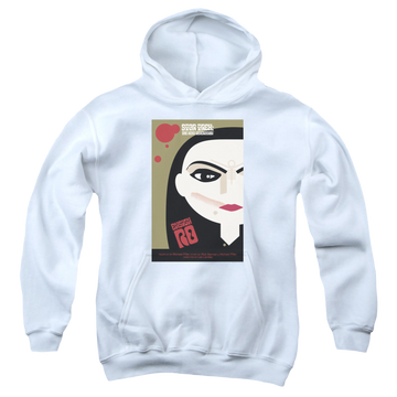 White youth hoodie for ages 8 to 12 with Star Trek The Next Generation Tng Season 5 Episode 3 graphic