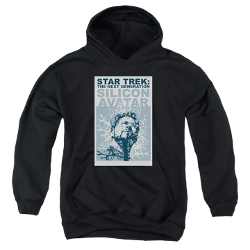 Black youth hoodie for ages 8 to 12 with Star Trek The Next Generation Tng Season 5 Episode 4 graphic