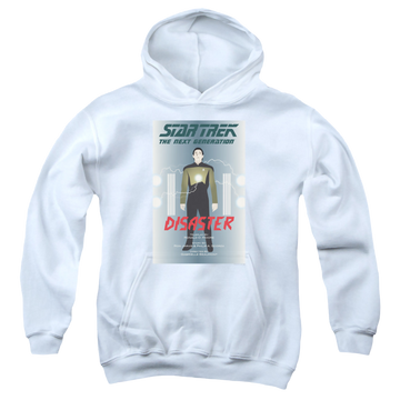 White youth hoodie for ages 8 to 12 with Star Trek The Next Generation Tng Season 5 Episode 5 graphic