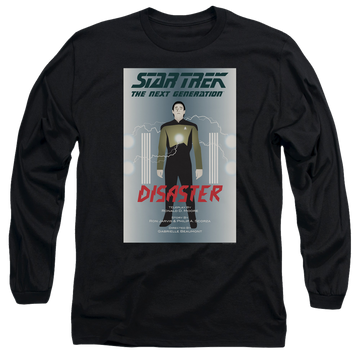 Black men's long sleeve t-shirt with Star Trek The Next Generation Tng S5 Ep5 graphic