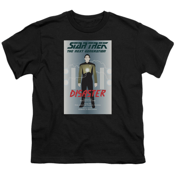Black youth t-shirt for ages 8 to 12 with Star Trek The Next Generation Tng Season 5 Episode 5 graphic