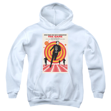 White youth hoodie for ages 8 to 12 with Star Trek The Next Generation Tng Season 5 Episode 6 graphic