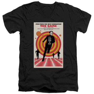 Black men's v-neck t-shirt with Star Trek The Next Generation Tng Season 5 Episode 6 graphic