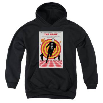 Black youth hoodie for ages 8 to 12 with Star Trek The Next Generation Tng Season 5 Episode 6 graphic