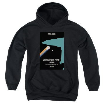 Black youth hoodie for ages 8 to 12 with Star Trek The Next Generation Tng Season 5 Episode 7 graphic
