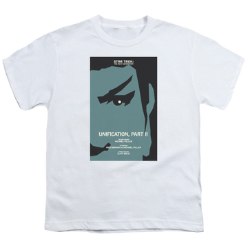 White youth t-shirt for ages 8 to 12 with Star Trek The Next Generation Tng Season 5 Episode 8 graphic