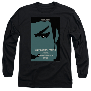 Black men's long sleeve t-shirt with Star Trek The Next Generation Tng S5 Ep8 graphic