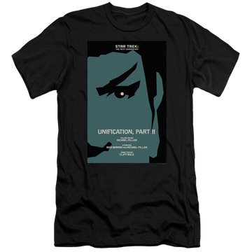 Black men's premium slim fit t-shirt with Star Trek The Next Generation Tng Season 5 Episode 8 graphic