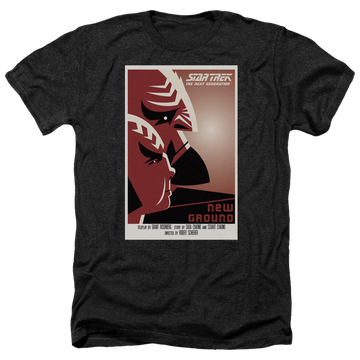Black men's heather t-shirt with Star Trek The Next Generation Tng Season 5 Episode 10 graphic