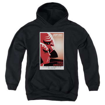 Black youth hoodie for ages 8 to 12 with Star Trek The Next Generation Tng Season 5 Episode 10 graphic