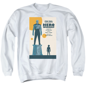 White men's crewneck sweatshirt with Star Trek The Next Generation Tng S5 Ep11 graphic