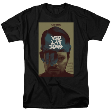 Black men's regular fit t-shirt with Star Trek The Next Generation S5 E12 graphic
