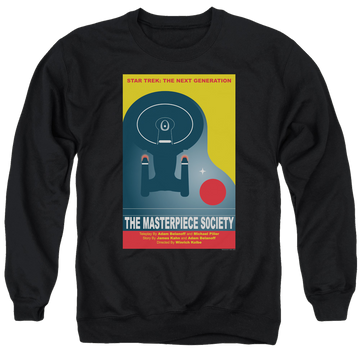 Black men's crewneck sweatshirt with Star Trek The Next Generation Tng S5 Ep13 graphic