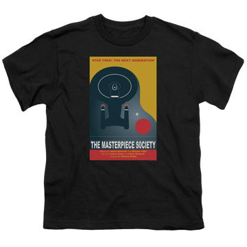 Black youth t-shirt for ages 8 to 12 with Star Trek The Next Generation Tng Season 5 Episode 13 graphic
