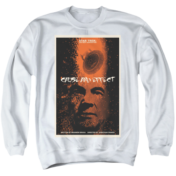 White men's crewneck sweatshirt with Star Trek The Next Generation Tng S5 Ep18 graphic