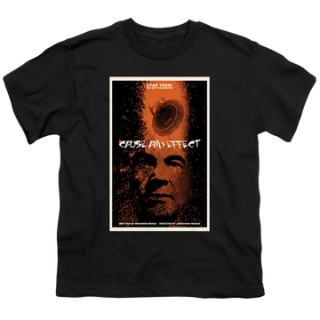 Black youth t-shirt for ages 8 to 12 with Star Trek The Next Generation Tng Season 5 Episode 18 graphic