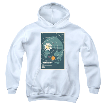White youth hoodie for ages 8 to 12 with Star Trek The Next Generation Tng Season 5 Episode 19 graphic