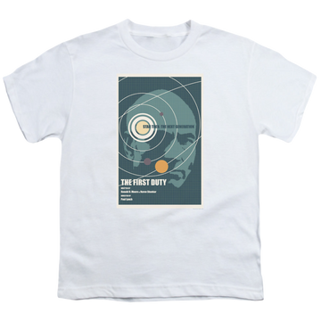 White youth t-shirt for ages 8 to 12 with Star Trek The Next Generation Tng Season 5 Episode 19 graphic