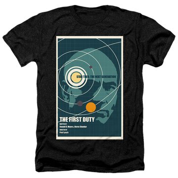 Black men's heather t-shirt with Star Trek The Next Generation Tng Season 5 Episode 19 graphic