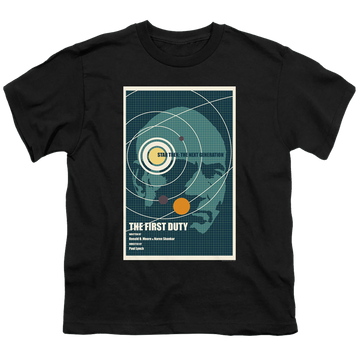 Black youth t-shirt for ages 8 to 12 with Star Trek The Next Generation Tng Season 5 Episode 19 graphic