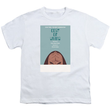 White youth t-shirt for ages 8 to 12 with Star Trek The Next Generation Tng Season 5 Episode 20 graphic
