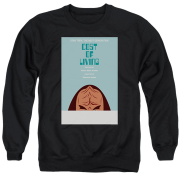 Black men's crewneck sweatshirt with Star Trek The Next Generation Tng S5 Ep20 graphic