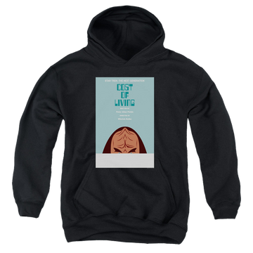Black youth hoodie for ages 8 to 12 with Star Trek The Next Generation Tng Season 5 Episode 20 graphic