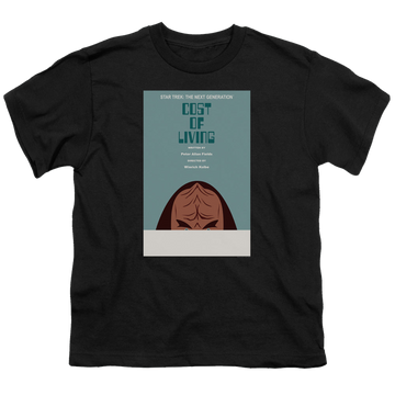 Black youth t-shirt for ages 8 to 12 with Star Trek The Next Generation Tng Season 5 Episode 20 graphic