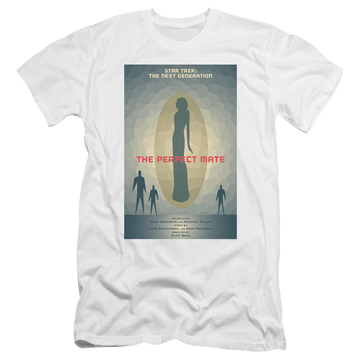 White men's premium slim fit t-shirt with Star Trek The Next Generation Tng Season 5 Episode 21 graphic