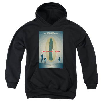 Black youth hoodie for ages 8 to 12 with Star Trek The Next Generation Tng Season 5 Episode 21 graphic