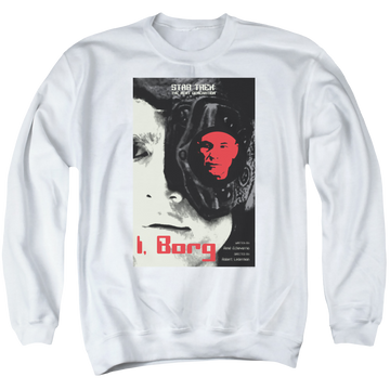 White men's crewneck sweatshirt with Star Trek The Next Generation Tng S5 Ep23 graphic