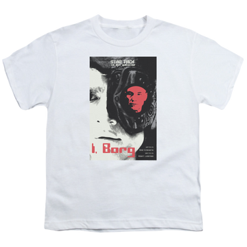 White youth t-shirt for ages 8 to 12 with Star Trek The Next Generation Tng Season 5 Episode 23 graphic