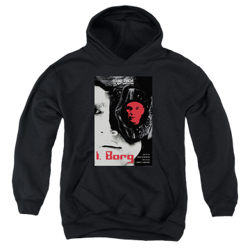 Black youth hoodie for ages 8 to 12 with Star Trek The Next Generation Tng Season 5 Episode 23 graphic