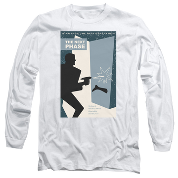 White men's long sleeve t-shirt with Star Trek The Next Generation Tng S5 Ep24 graphic