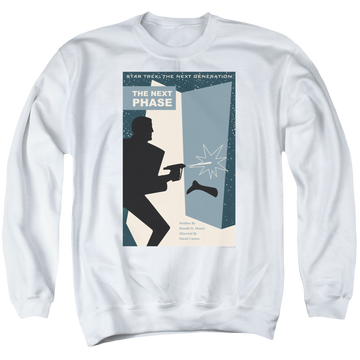 White men's crewneck sweatshirt with Star Trek The Next Generation Tng S5 Ep24 graphic
