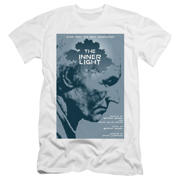 White men's premium slim fit t-shirt with Star Trek The Next Generation Tng Season 5 Episode 25 graphic