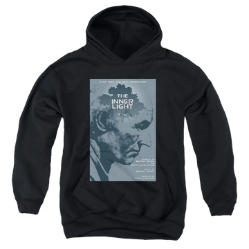 Black youth hoodie for ages 8 to 12 with Star Trek The Next Generation Tng Season 5 Episode 25 graphic