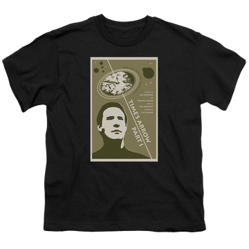 Black youth t-shirt for ages 8 to 12 with Star Trek The Next Generation Tng Season 5 Episode 26 graphic