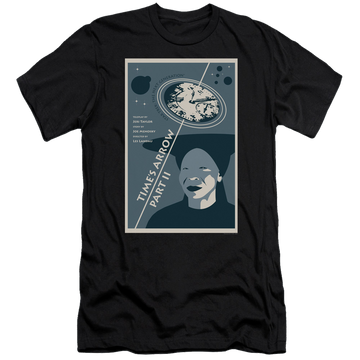 Black men's premium slim fit t-shirt with Star Trek The Next Generation Tng Season 6 Episode 1 graphic