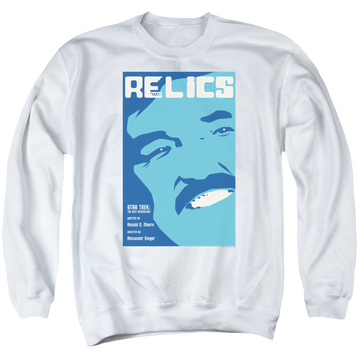 White men's crewneck sweatshirt with Star Trek The Next Generation Tng S6 Ep4 graphic