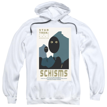 White pullover hoodie with Star Trek Tng Season 6 Episode 5 graphic