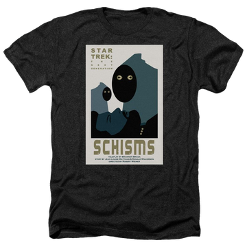 Black men's heather t-shirt with Star Trek Tng Season 6 Episode 5 graphic