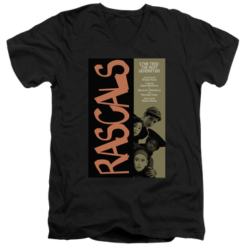 Black men's v-neck t-shirt with Star Trek The Next Generation Tng Season 6 Episode 7 graphic