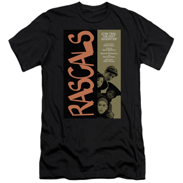 Black men's premium slim fit t-shirt with Star Trek The Next Generation Tng Season 6 Episode 7 graphic