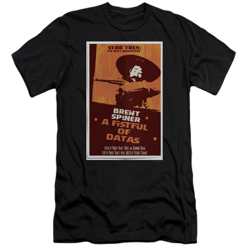 Black men's premium slim fit t-shirt with Star Trek The Next Generation Tng Season 6 Episode 8 graphic