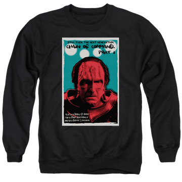 Black men's crewneck sweatshirt with Star Trek The Next Generation Tng S6 Ep10 graphic