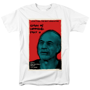 White men's regular fit t-shirt with Star Trek The Next Generation Season 6 Episode 11 graphic